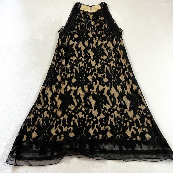 Chelsea and Violet XS Black Beige Lace Overlay Sleeveless Mini Dres - Picture 3 of 10